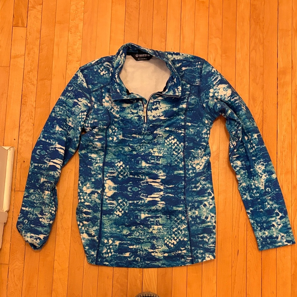 Sunice Blue and White Quarter-Zip Pullover